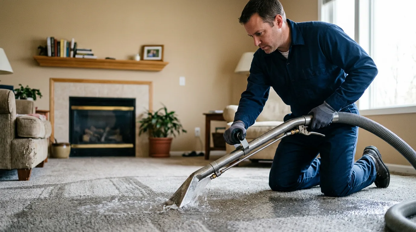 Water damage restoration technician working near Franklin, MI